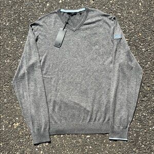 Greyson sweater xl v neck gray golf wolf Jaguar Land Rover new pullover wool